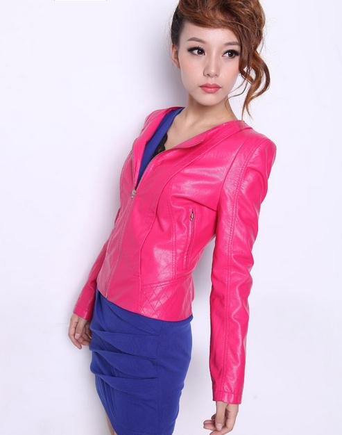 2013 autumn outerwear female short design slim water washed leather clothing PU jacket o-neck outerwear 0705