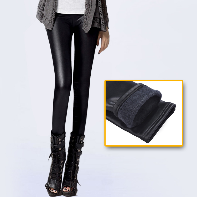 2013 autumn pants fashion leather thickening fleece legging skinny pants women's