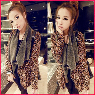 2013 autumn simple fashion all-match irregular leopard print outerwear female