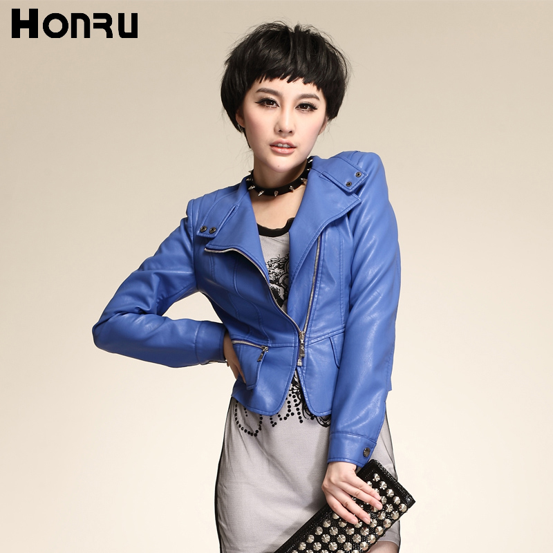 2013 autumn slim short design PU small leather clothing fashion motorcycle zipper short jacket women leather jackets for women