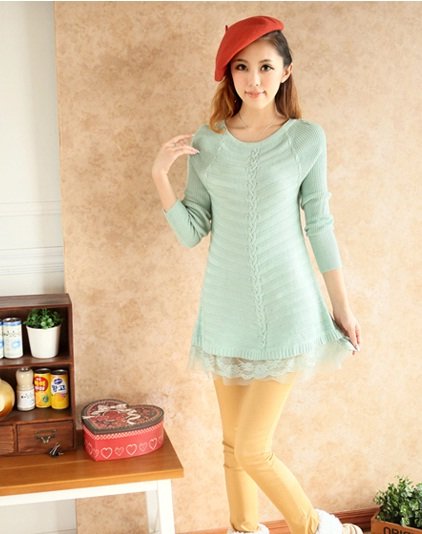 2013 autumn sweet color sweep lace decoration women's  sweater