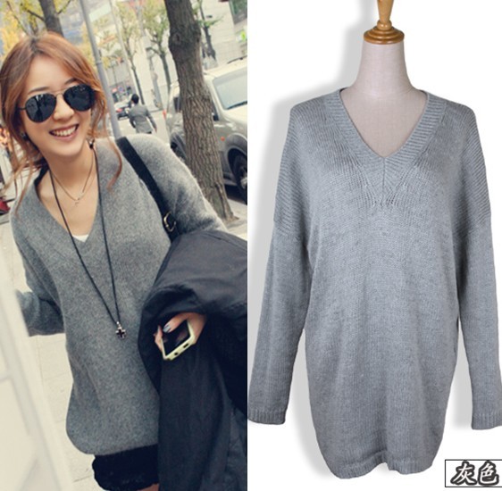 2013 autumn women's 027036 trend medium-long loose sweater