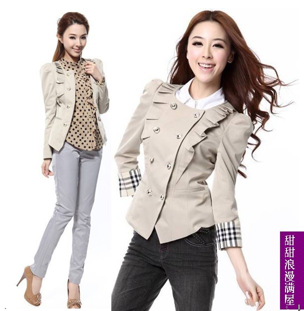 2013 autumn women's 47148 slim elegant double breasted women's design short coat