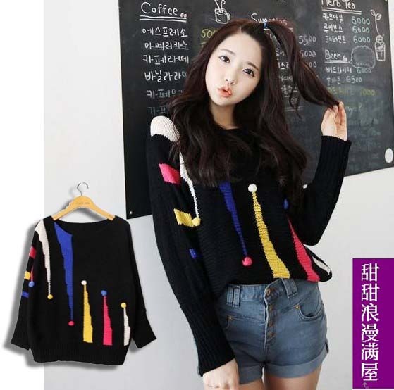 2013 autumn women's 68709 casual slit neckline type batwing pullover sweater