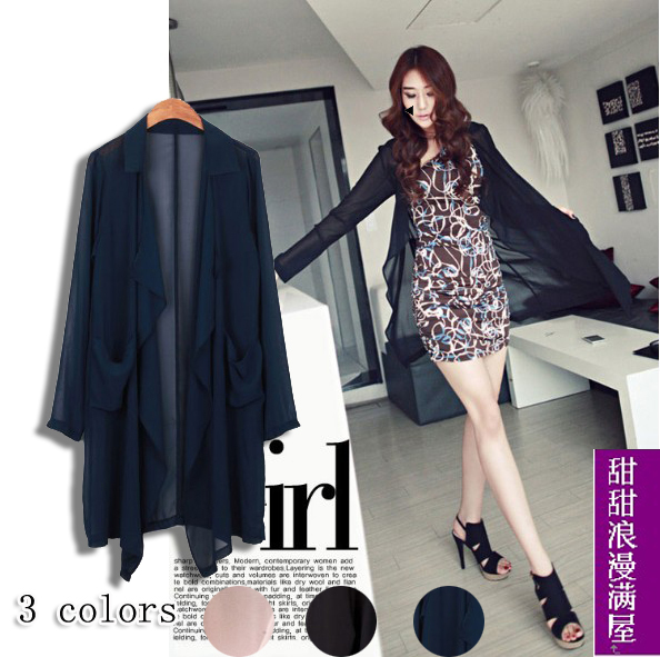 2013 autumn women's 893589 queen personality casual thin long design chiffon coat