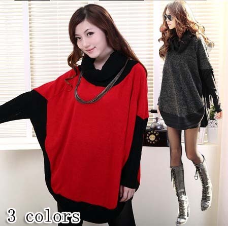 2013 autumn women's a7529 casual all-match loose patchwork batwing sleeve sweater outerwear