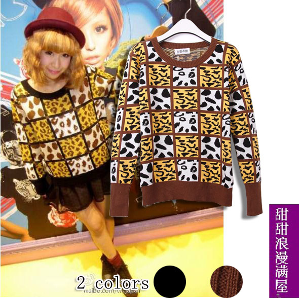 2013 autumn women's vivi 538392 leopard print pullover sweater outerwear