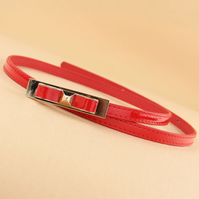 2013 bow japanned leather thin belt decoration belt all-match strap neon color belt