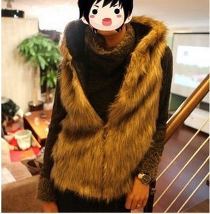 2013 british style wild rabbit fur slim with a hood vest autumn and winter