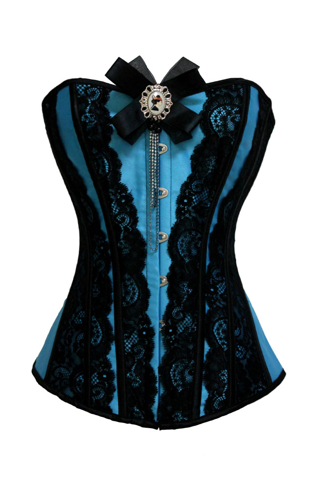 2013 buttons lacing lace decoration blue body shaping corset 5263