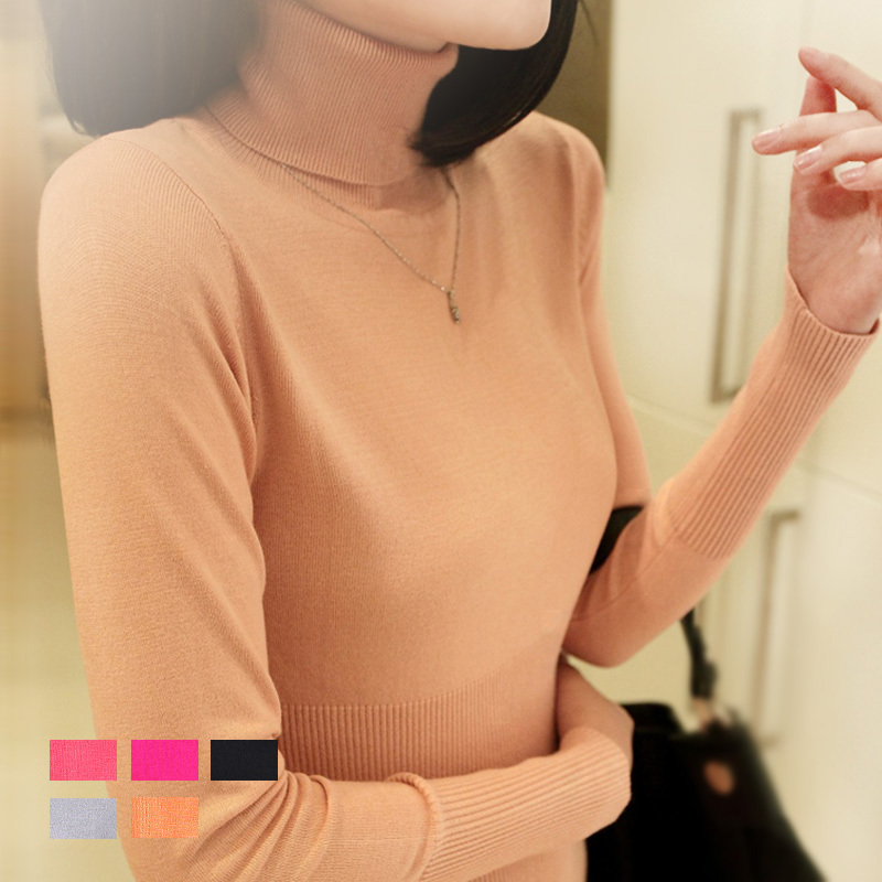 2013 candy color turtleneck thermal elastic slim basic shirt sweater wx1333 free shipping