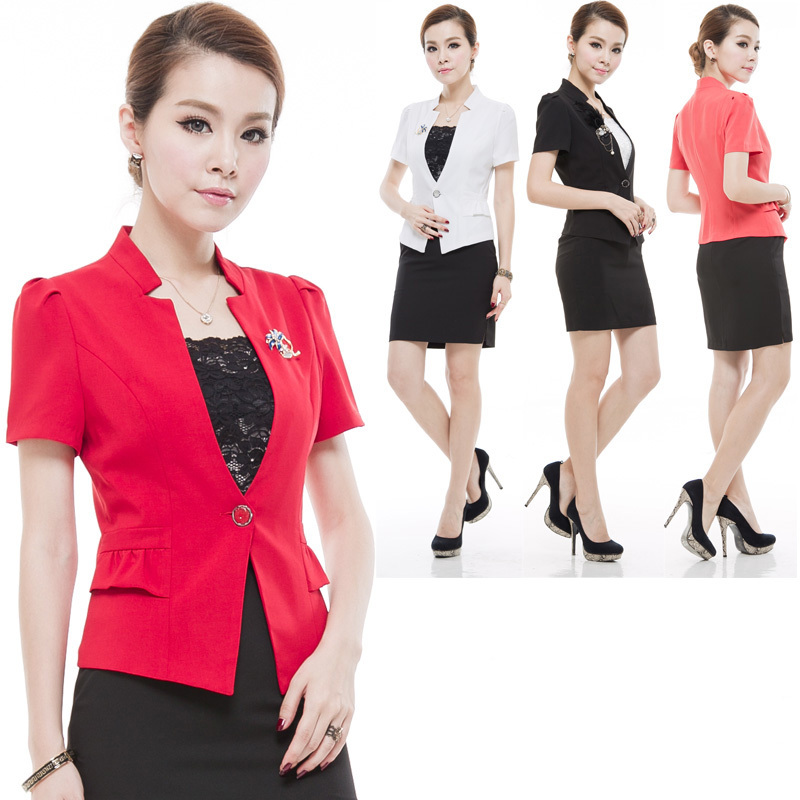 2013 career dress set new arrival short design blazer set short-sleeve skirt female