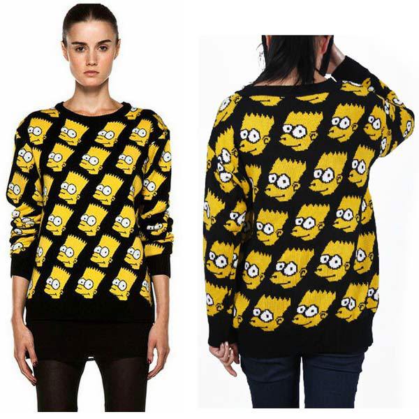 2013 cartoon simpsons loose fleece bf medium-long sweatshirt female/DZ191