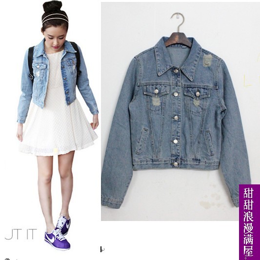 2013 casual slim light blue denim coat denim coat 8088 high quality