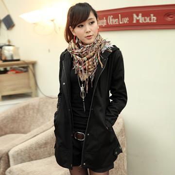 2013 casual spring and autumn fashion women's brief medium-long with a hood trench outerwear hot-selling