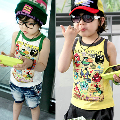 2013 child vest male clothing baby girls sleeveless T-shirt 100%  cotton vest