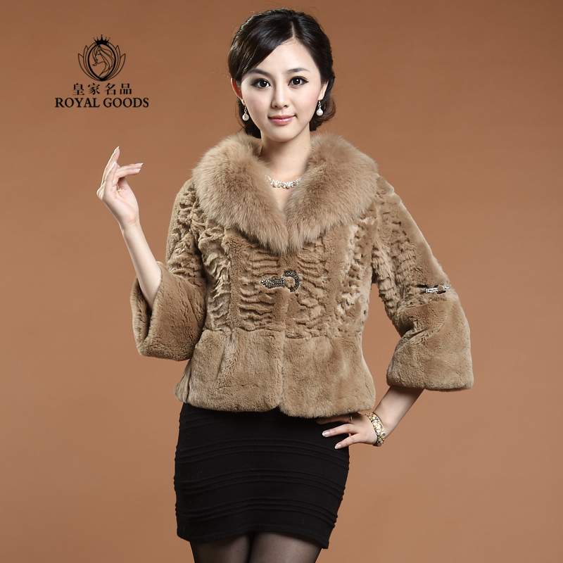 2013 china haining fashion rex goatswool short design women's rabbit fur coat, fox fur coat jacket,new year clothes for women.