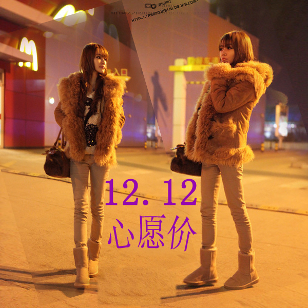 2013 clothes women Fur fur one piece outerwear sheepskin wool overcoat kaki ayomi ostrich fur coat