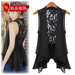 2013  clothing lace chiffon  fashion  vest outerwear female