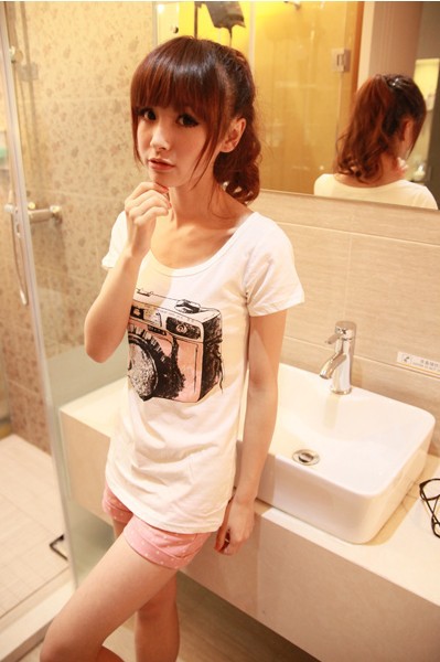 2013 cotton stitching lovely sweet single-breasted little ladies denim shorts high waist M / L