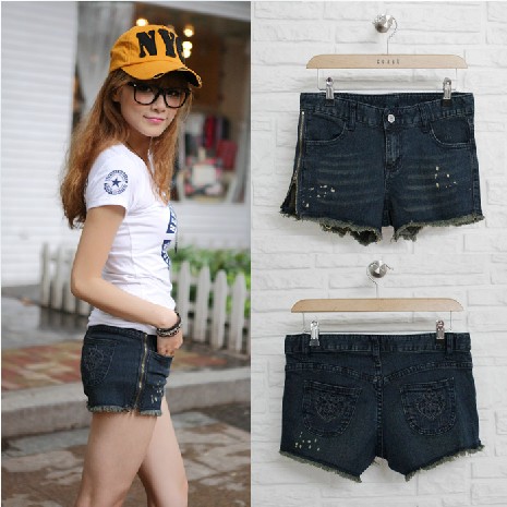 2013 decorative pattern pocket fashion loose denim shorts women's spring and summer jeans