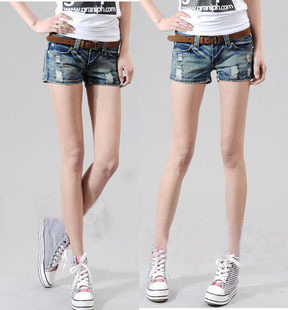 2013 denim shorts female fashion hole loose shorts plus size mm plus size