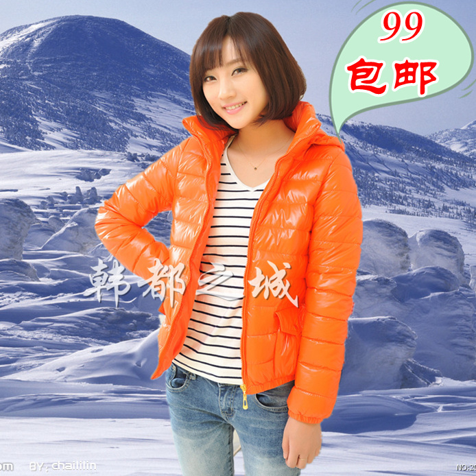 2013 design short outerwear women's thermal slim with a hood thin down cotton clothes