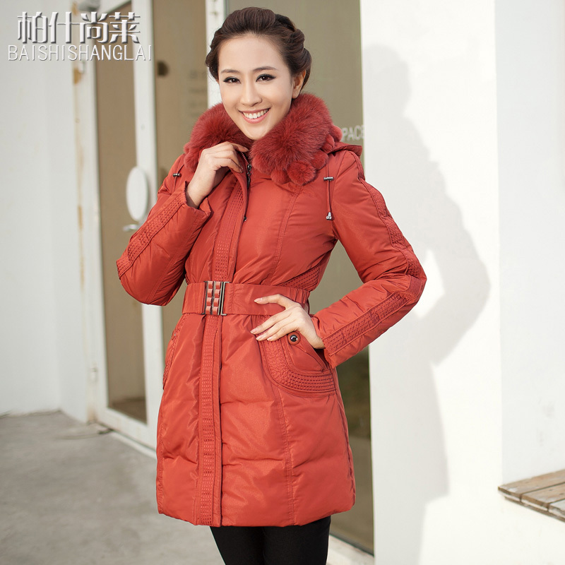 2013 down coat female medium-long fox fur casual thickening thermal