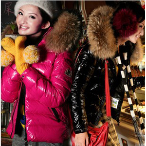 2013 Down coat large fur collar thickening women's slim down coat Women