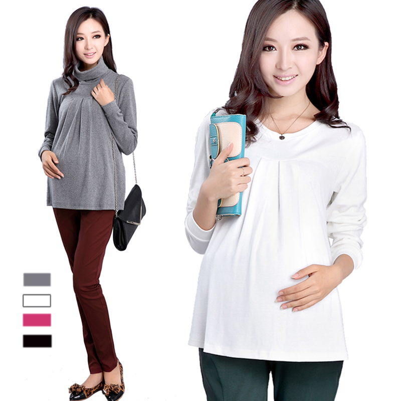 2013  Dress Pregnant Maternity clothing spring top cotton o-neck spring and autumn thick maternity basic long-sleeve shirt Brand