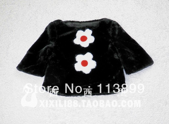 2013 Early Spring High-end Fashion Excellent Faux Marten Velvet Black Applique Fur Short Design Top Cute Fur Jacket