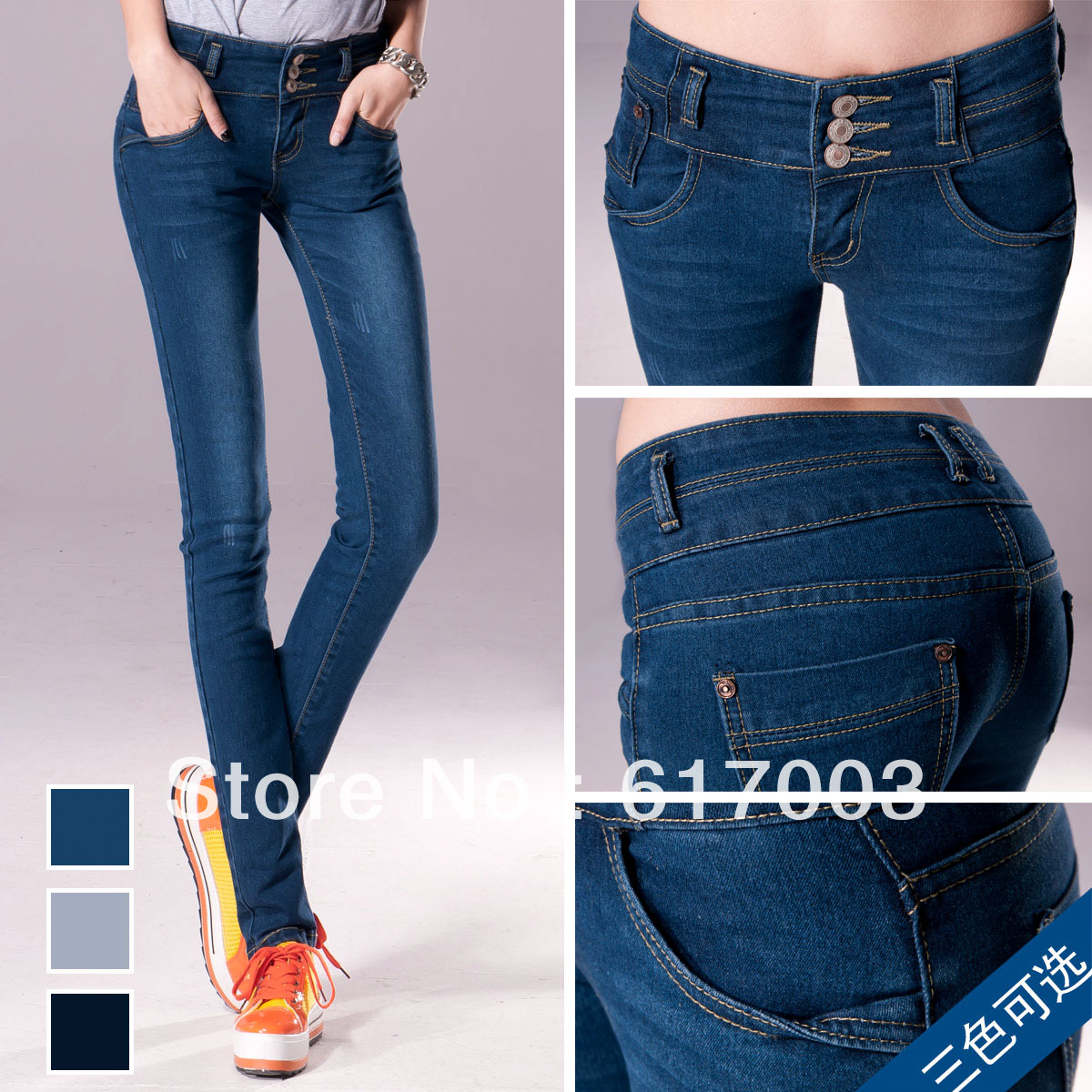 2013 elastic slim breasted jeans skinny pants PLUS SIZE pants casual pants trousers for women, s - xxxl