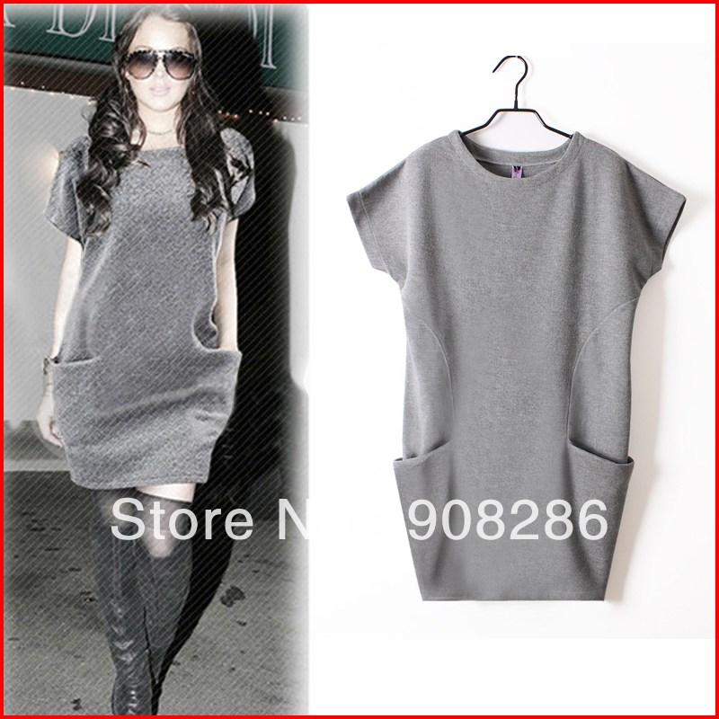 2013 Euramerican style large size M-XXXL spring autumn and winter fashion loose one-piece dress,freeshipping