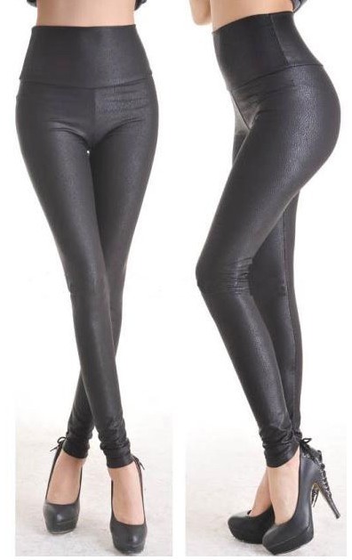 2013 European Plus size women pants Fashion deep black faux leather leggings legging free ship