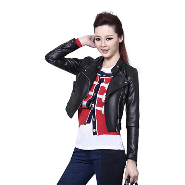 2013 fashion autumn slim leather clothing female 8626