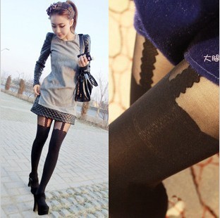 2013 fashion Ayomi lace spaghetti strap stockings tattoo pantyhose Mock Suspender Tights garter leggings for women 130102