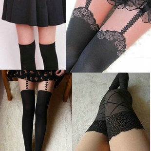 2013 fashion Ayomi lace spaghetti strap stockings tattoo pantyhose Mock Suspender Tights garter leggings for women