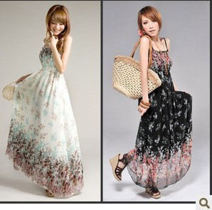 2013  fashion chiffon  beach dress long dress tube top suspender skirt hot sale