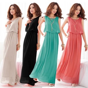 2013 Fashion dress cute maxi dress women graceful  chiffon beach dress  Bohemian style free size free shipping  CW040-1