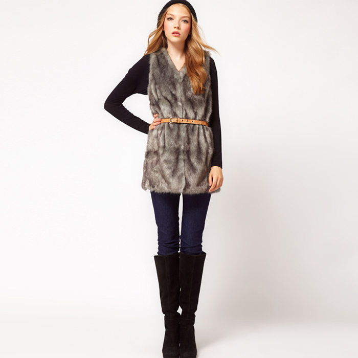 2013 Fashion Faux Fox Fur Vest Women's Long Vests Autumn And Winter Fashion Outerwear Free Shipping ~