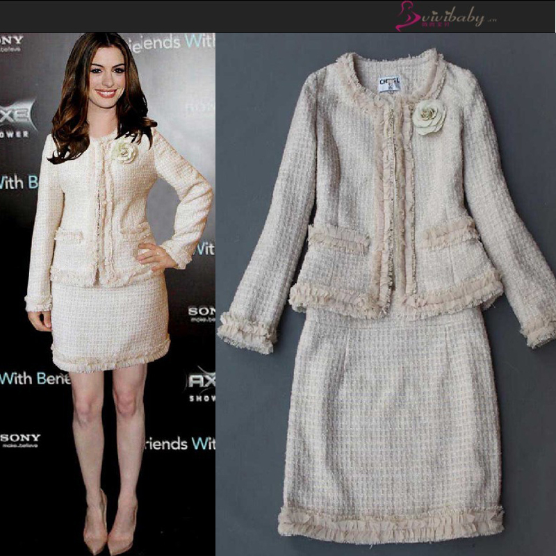 2013 fashion female autumn ol elegant slim a-line skirt woolen suit coat