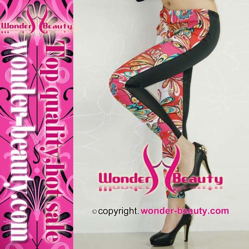 2013 Fashion flower printed leather leggings