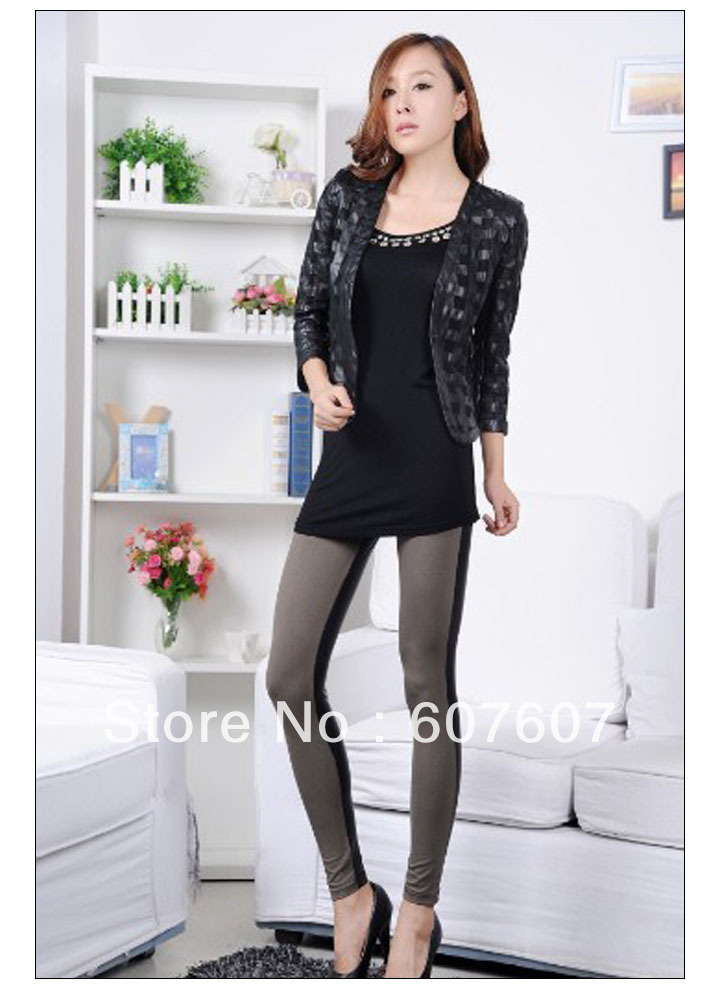 2013 Fashion Front Leather Back Cotton Mix Women leggings and Lady tight pants