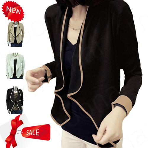 2013 Fashion Ladies'  Women Long Sleeve Golilla Collar  Slim Short Coat Jacket Cardigan Career 0utwear E0979