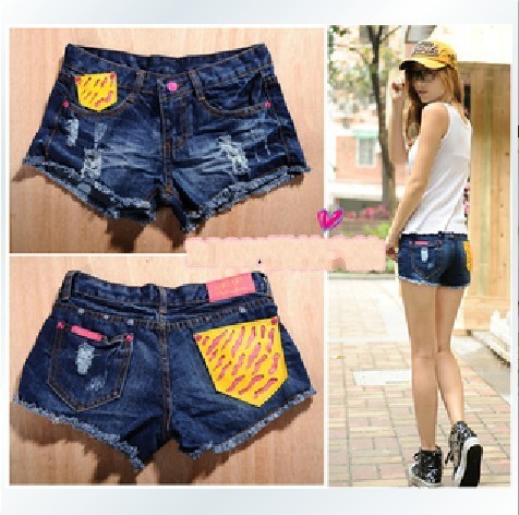 2013 Fashion Lady Color pocket jeans short women jeans short ladies Han edition short pants free shipping