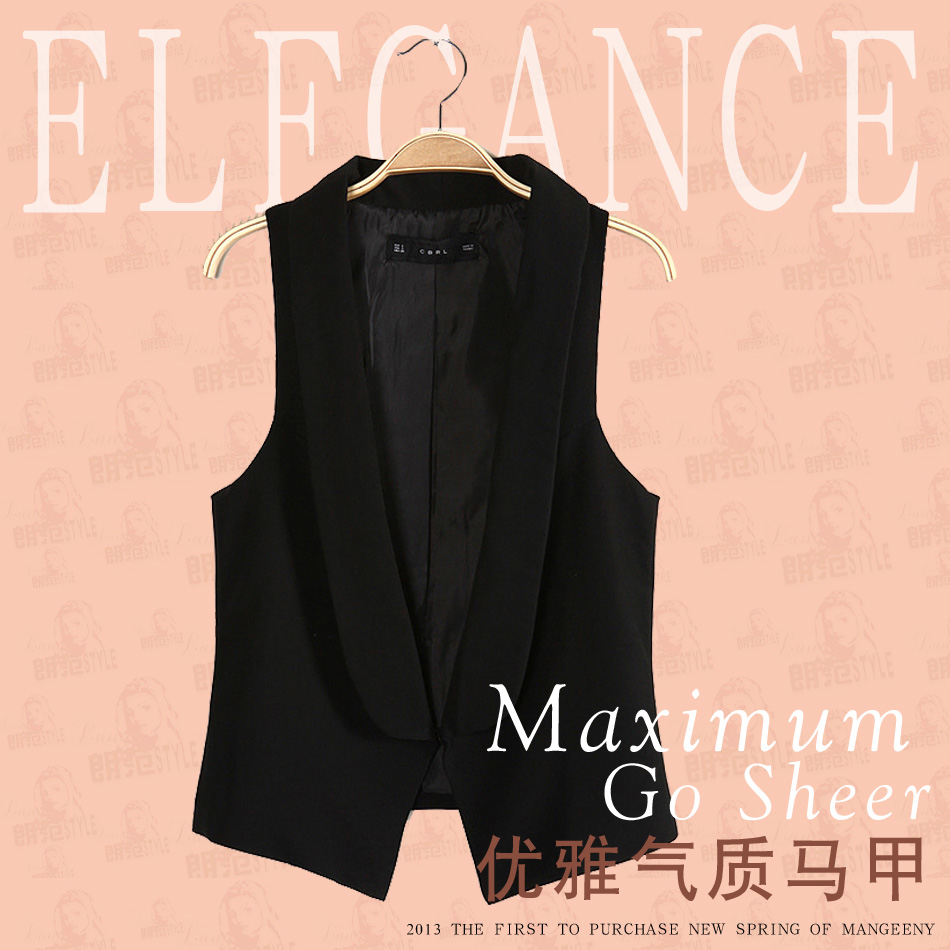 2013 fashion long design slim vest brief vest trend all-match small vest