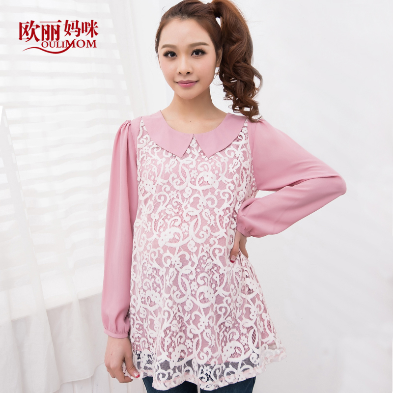 2013 fashion maternity clothing spring long-sleeve top chiffon shirt loose t-shirt shirt