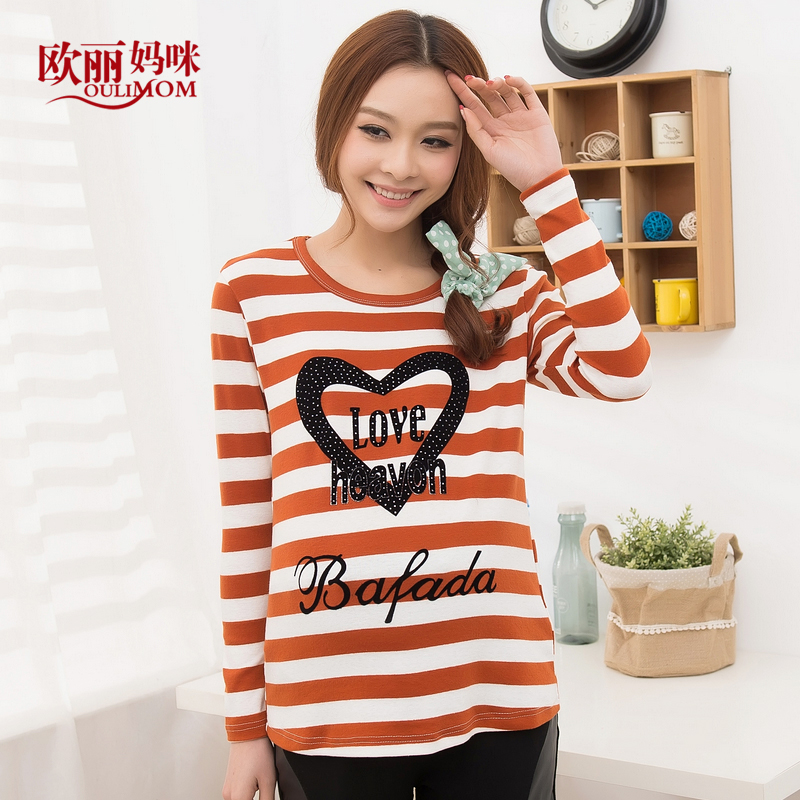 2013 fashion maternity clothing spring stripe long-sleeve plus size maternity t-shirt top basic shirt