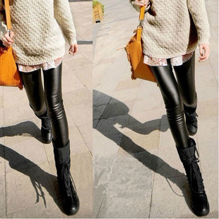 2013 fashion matt patchwork faux leather pants female slim pencil legging trousers