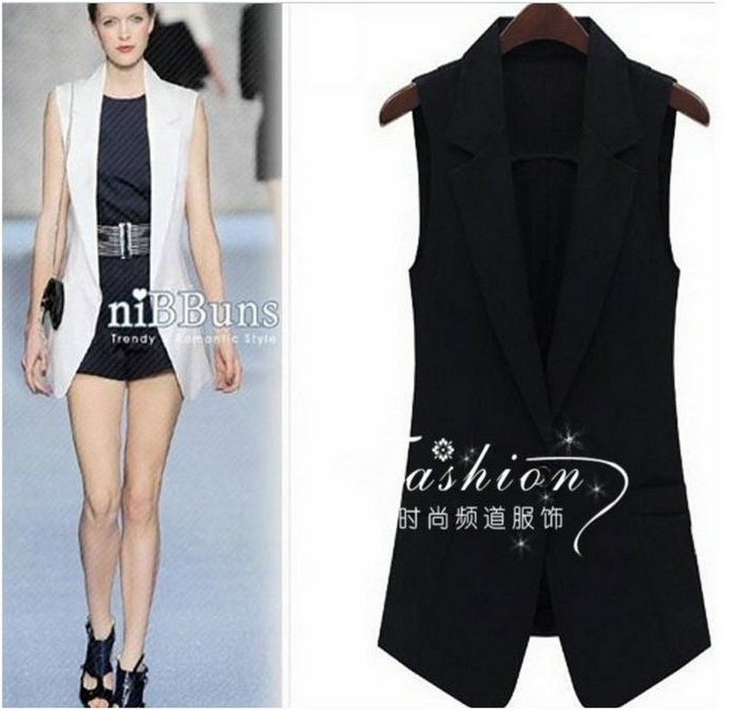 2013 fashion medium-long slim suit vest female sleeveless vest tooling small cape